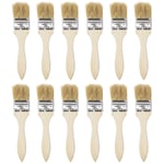 2.5 Inch Paint Brush Natural Bristle Flat Edge Wood Handle for Painting 12Pcs