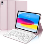 Clavier Ipad 10 Eme Generation 10.9"" - Coque Clavier Ipad 10eme Generation, Azerty Français Clavier Bluetooth Détachable Clavier Pour Ipad 10 Ème Génération A2696/ A2757/ A2777, Rose