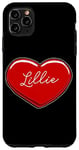 Coque pour iPhone 11 Pro Max Lillie Cœur dessiné à la main Motif prénom I Love Lillie