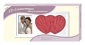 Mammut 129029 Kit d'empreintes 3D pour Souvenirs de Mariage Kit Complet avec Cadre en Bois (MDF), 3 Paquets de pâte à Modeler, Espace pour 1 Photo, pour Amoureux, fiancés et mariés