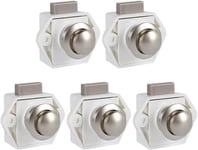 5 Pcs Bouton Poussoir Loquet Sans Clé, Serrure De Porte Meuble Fermoir, Bouton Loquet Verrou Pour Rv Caravane Placard Meuble De D'Épaisseur (Blanc)