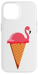 Coque pour iPhone 14 Glace Gaufrier Boule de glace Flamant rose