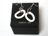 Cerruti 1881 Ladies White Ceramic and Zircon Crystal Earrings