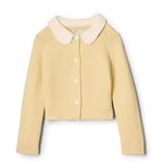 Amazon Essentials x Sofia Grainge Unisex Kids' Peter Pan Collar Sweater Jacket, Butter Yellow, 2 Years