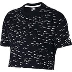 Nike W NSW Essntl Top SS Crop Swsh T-Shirt Femme, Black-White-White, FR : L (Taille Fabricant : L)