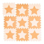 Relaxdays Tapis de Jeu, étoiles, 9 pièces de Puzzle, Mousse EVA, sans polluants, 91 x 91 cm, Jaune, 10031428_1360, Orange/Beige