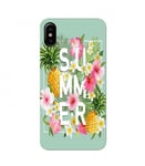 Coque Iphone XS Summer ananas tropical jungle fleur rose