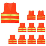 AIEOE 10 Pièces Gilet Réfléchissant Adulte Sans Manche Veste Haute Visibilité Gilet de Sécurité Femme Homme Vélo Moto Jogging Chantier Police Circulation Fluo Orange Jaune