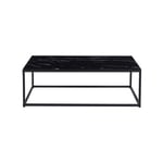 Table basse TRAMPSTA en verre effet marbre noir, idéal pour un salon unique