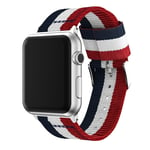 SKALO Nato-armband Metallspänne Apple Watch Series 4-6 40mm - Röd-Vit-Blå