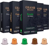 Grano Milano 50 Aluminium Nespresso Compatible Coffee Pods Original Line - Mediu