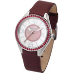 Watch Time Force Lady Steel Leather Strap and Fabric with Stones in The Bezel tf-3006l11