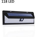 118 Led Lampe Solaire 1000 Lumens Applique Mural Pir Mouvement Capteur Ip65 Etanche Jardin Exterieur