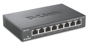 D-LINK – Gigabit Ethernet -kytkin, 8x10/100/1000Mbps, metallia, musta (DGS-108/E)