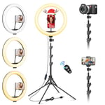 11.5 inch Ring Light with Tripod Stand & Phone Holder Tall 177cm/69.5", Large Professional Selfie Ring Lights for Phone, LED Standing Ringlight for Makeup, Video, Streaming, Youtube