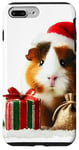 Coque pour iPhone 7 Plus/8 Plus Mignon cochon d'Inde de Noël avec cadeau & branches de sapin