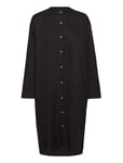 Flora Shirtdress Twill Knälång Klänning Black Moshi Moshi Mind