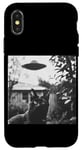 Coque pour iPhone X/XS Cat Selfie with UFO Weird 50s Photo --