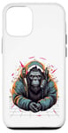 Coque pour iPhone 12/12 Pro DJ rave à capuche gorille avec casque gamer professionnel