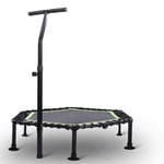 lbh Trampoline with Height Adjustable Bar, Quiet and Safe Bounce Cardio Trainer, Exercise Trampoline for Kids/Adults Indoor/Garden Workouts (Color : Green, Size : 48" 880lb)