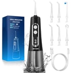 DIHOOM Jet Dentaire Hydropulseur Portable - 300ML Irrigateur Oral Detartreur Dentaire 9 Modes et 4 Buses, USB Rechargeable et IPX7 Etanche, Nettoyeur de Dents pour Maison et Les Voyages (Noir)