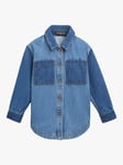 Whistles Kids' Patchwork Denim Overshirt, Denim Blue