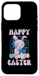 Coque pour iPhone 16 Pro Max Happy Easter Gamer Bunny – Design de jeu de Pâques pour garçons et filles