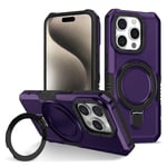 iPhone 15 Pro Max Ring Kickstand -kotelolle TPU + PC:n magneettinen puhelimen kansi