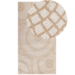 Tapis Beige et Blanc en Jute 80 x 150 cm à Motif Circulaire Poil Ras Salon Ariba