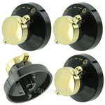 Gold Black Switch Gas Flame Burner Knobs for HYGENA ADP5534 Oven Hob Cooker x 4