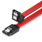 deleyCON 60 cm SATA 3 Nylon Câbles de Données 6 Gbit/s SATA III Câbles de Branchement Serial ATA Câbles de Connexion pour Carte Mère & Disque dur HDD SSD 1 Connecteurs en L S-ATA L 90° Coudés Rouge