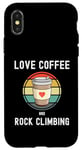 Coque pour iPhone X/XS Love Drinking Coffee And Rock Climbing Mur d'escalade