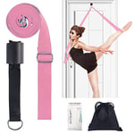 Door Flexibility & Yoga Stretching Leg Strap, 11 Loops Hamstring Stretcher Belt Resistance Exercise Band, Foot Back Stretch Assist Great for Ballet Cheer Dance Gym Pilates Physical Therapy