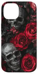 Coque pour iPhone 14 Rose Esthétique Roses Crânes Crâne Art Gothique