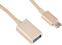 Innergie MagiCable USB-C vers USB-A femelle connecte des appareils USB-A avec des ports de charge USB-C pour charger et transférer des données pour MacBook, Chromebook Pixel et appareils USB-C (30 cm), or