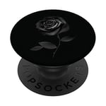 Belle silhouette de fleur de rose noire PopSockets Support et Grip pour Smartphones et Tablettes