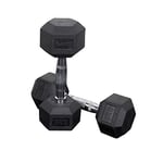 BOXPT Lot de 2 haltères hexagonales Noir 7 kg