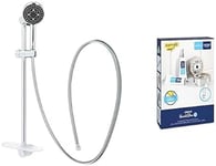 GROHE Vitalio Comfort 100 & QuickGlue S2 - Shower Rail Set (4 Spray Water Saving Hand Shower 10 cm with Anti-Limescale System, Shower Rail 60 cm with Tray, Shower Hose 1.75 m), Chrome, 26098000