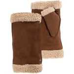 Gants Isotoner  Mitaines Femme en cuir et imitation fourrure Cognac