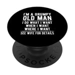 Design amusant de vieil homme grincheux pour grand-père, hommes, personnes âgées PopSockets PopGrip Interchangeable