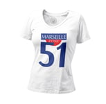 T-Shirt Femme Col V Marseille Zone 51 Ville Foot Ballon Apéro Liqueur Ovni