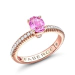 Faberge Colours of Love 18ct Rose Gold Pink Sapphire Diamond Fluted Ring - 58