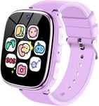 Montre Connectée Enfant - Montre Intelligente Pour Enfants Avec Appel Sos Jeux Pédomètre Caméras Musique Torche Reveil - Smartwatch Téléphone Enfants De 4 À 12 Ans Fille Garçon (Violet)(Q1223)