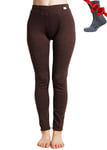 Merino.tech Laine Merinos Pantalon Femme - Respirante Merino sous Vetement Merinos Femme, 100% Mérinos Legging Laine Femme Mi-Lourd + Chaussettes en Laine mérinos (Large, Chocolate 250)