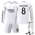 Real Madrid Barn Hemmaställ 2024-2025 Höst & Vinter Nr 8 Strumpor 28 VALVERDE No 9 socks 28