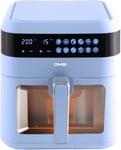 HFG-7 Friteuse à air chaud XXXL 7 litres|Four|Barbecue à air chaud|Cooker|Sans graisse et sans huile|Avec 10 programmes et écran tactile numérique|Minuterie|HFG-7 (Bleu)