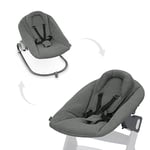 hauck Alpha Bouncer Premium, Dark Grey - Baby Seat for Alpha+ Wooden Highchair with 5-Point Harness, Bouncing Frame & Seat Reducer, from Birth up to 9 kg