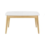 Table extensible rallonges intégrées rectangulaire blanc et bois L140-180 cm meena - Blanc