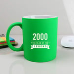 eBuyGB Twenty-First Gift for Dad Engraved Neon Green Coffee Mug-2000 Year of The Legend Design-21st Birthday, Men-310ml Tea Cup, Ceramic