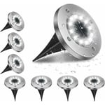 Lumière Solaire Extérieur, 8pack 12LED Luminaire Jardin Au Sol Eclairage 6000K Etanche IP65 Lampe Solaire Spot Encastrable Pour Chemin Terrasse Cour